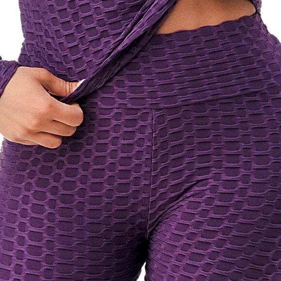 Women's Purple Textured Leggings Set - Picture 4 of 5